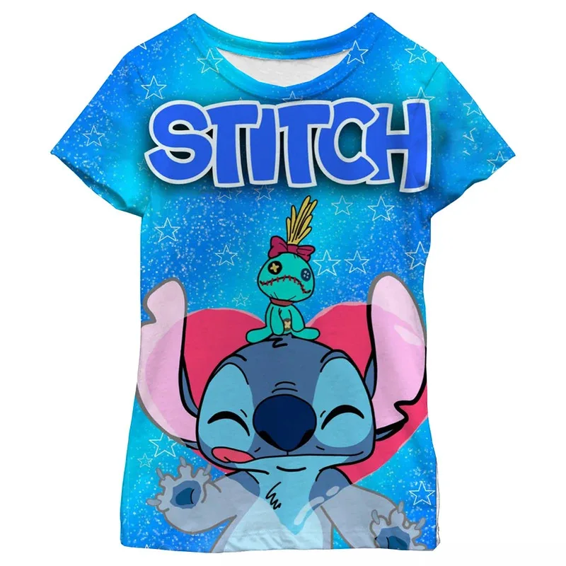 Hot Sale Kids Clothing Cartoon Tee Cute Children's T-shirt Stitch Printed Boys Short Sleeved Summer Casual Girls T Shirts Top