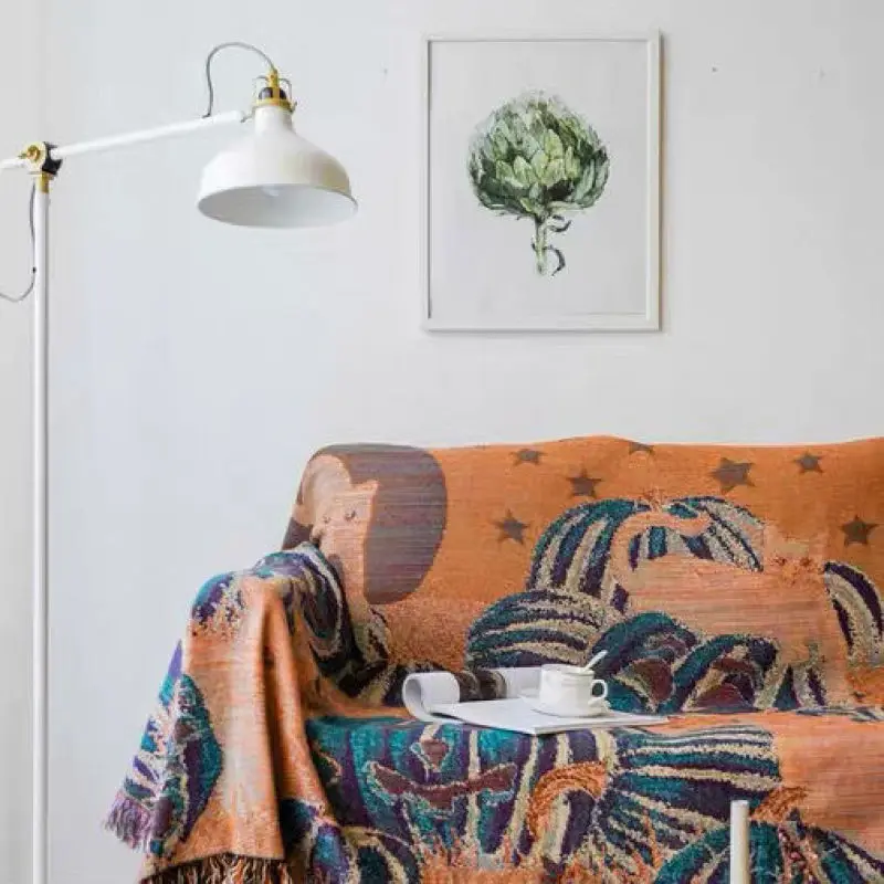 

Textile City Halloween Pumpkin Cat Tassel Throw Blanket Retro Ins Style Luxury Home Decoration Soft Cover Thick Picnic Mat