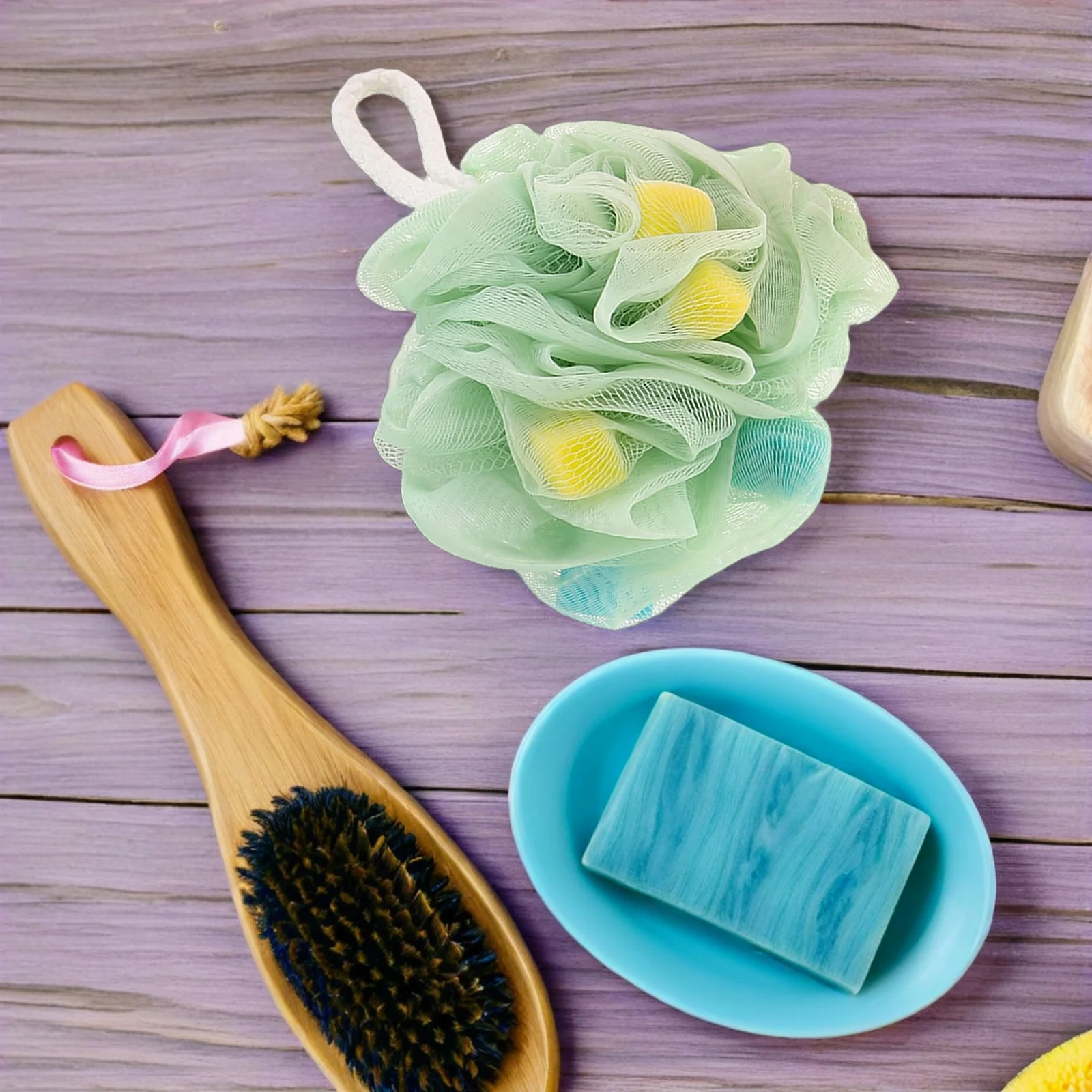 

8pcs Bath Ball Mesh Pouf Exfoliating Shower Scrubber Deep Cleaning Body Wash Spa Accessories Quick Drying Loofah For Women Men