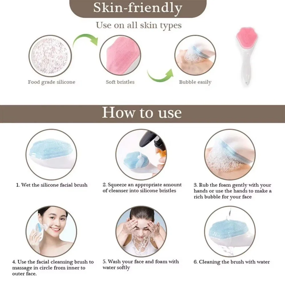 فرشاة غسيل الوجه من السيليكون على شكل مخلب القط، فرشاة تنظيف الوجه، فرشاة إزالة المكياج، فرشاة تنظيف المسام بمقبض طويل #4