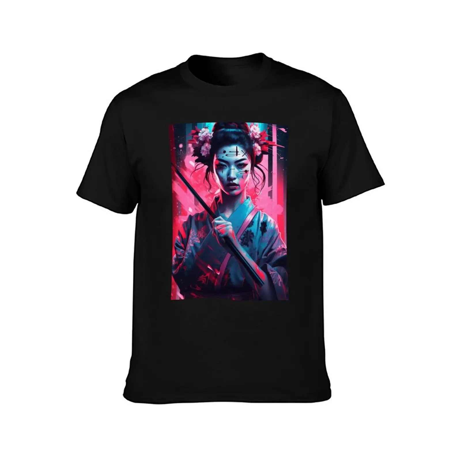 Cyberpunk Geisha T-Shirt t shirts for man slim fit T-Shirt