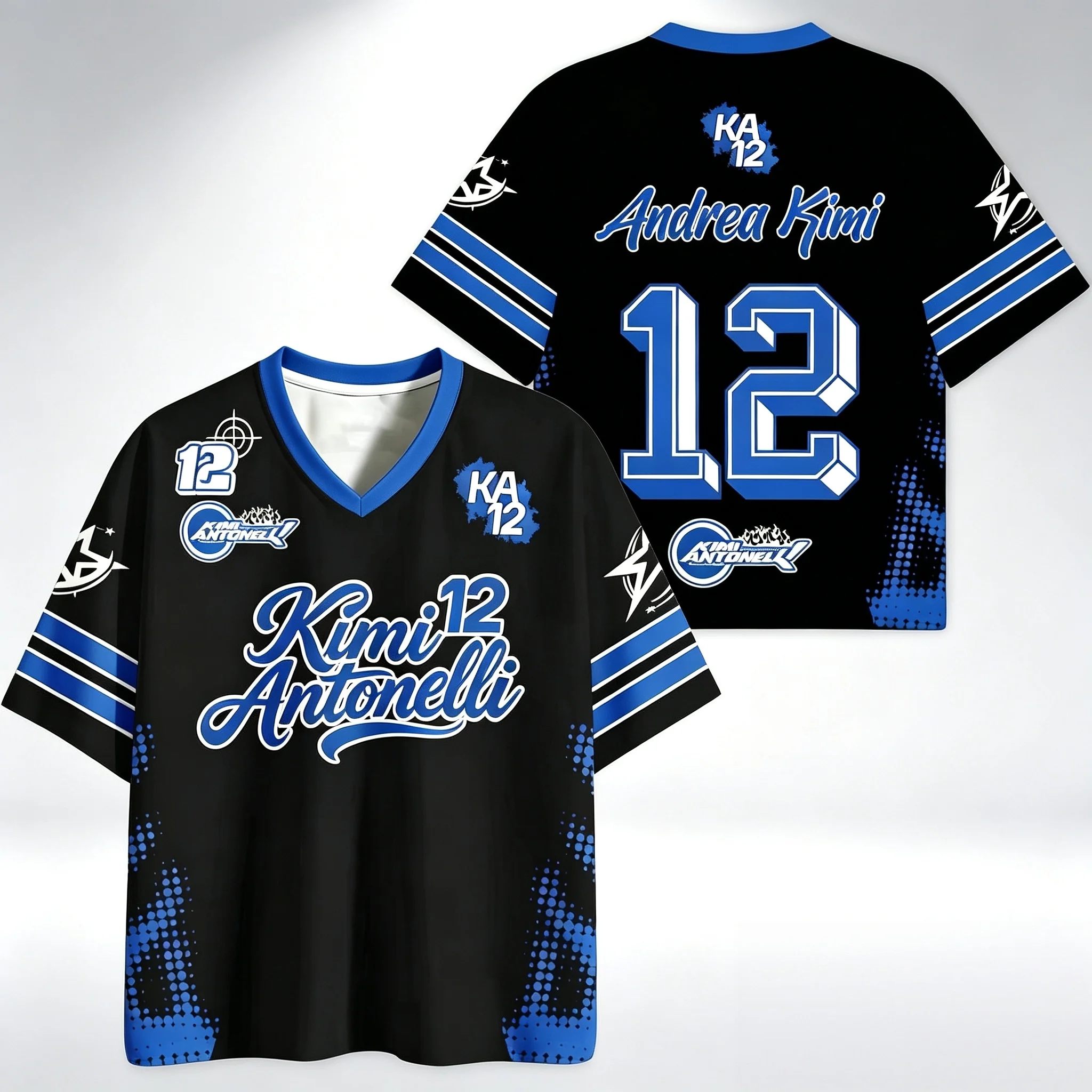 2026 Kimi Antonelli #12 Racing Jersey Men V Neck Quick Dry Short Sleeve Tee Vintage Streetwear Motorsport Fan Sports Shirt