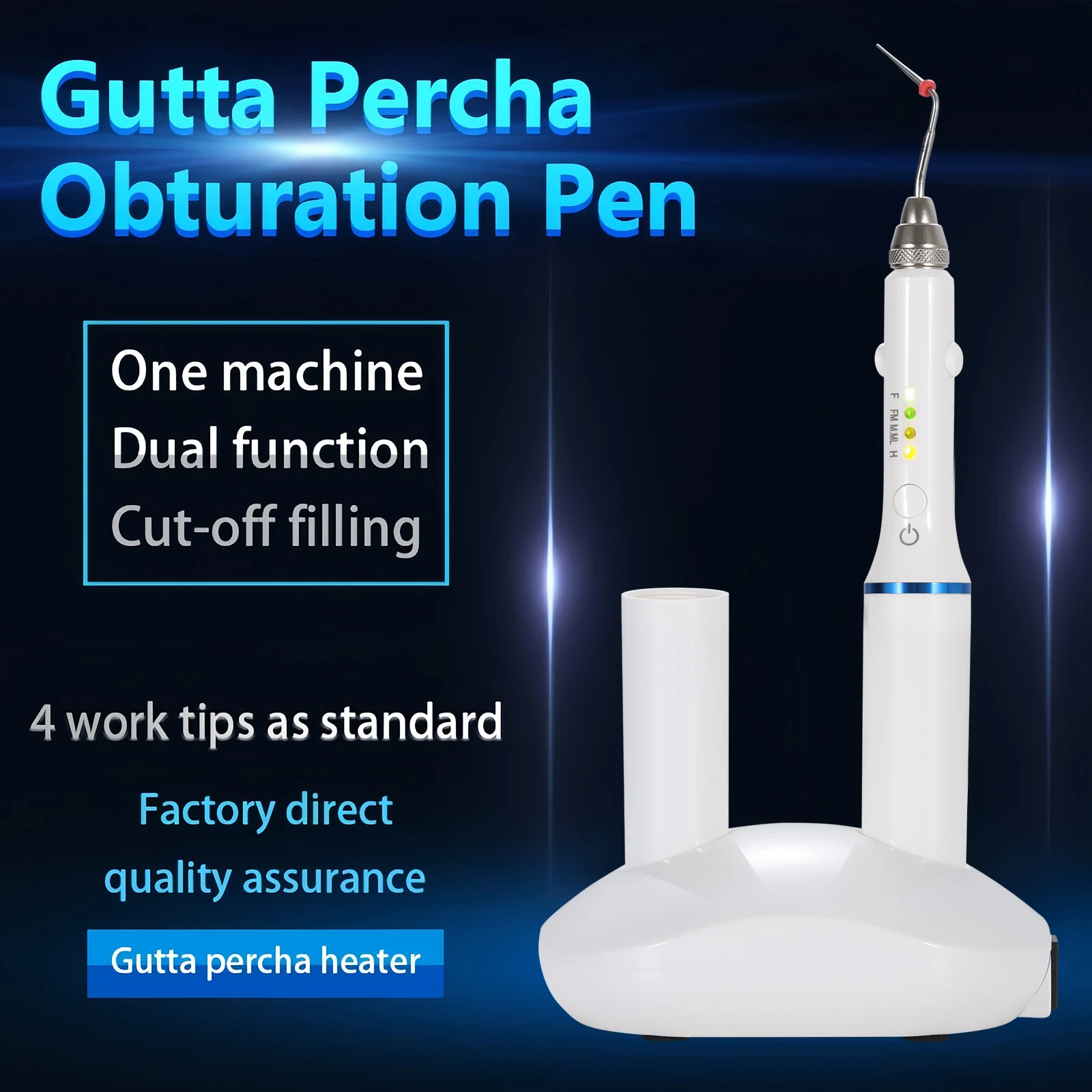 

Стоматологическая беспроводная ручка Gutta Percha Obturation Pen с двойной зарядкой и 4 эндо наконечниками, 2-секундный нагрев, эффективный сейф