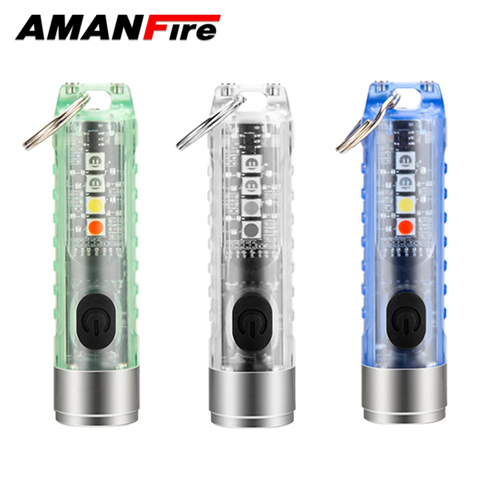 Amanfire S11 Keychain Flashlight Rechargeable UV Torch Pet Urine Stains Detector edc Light