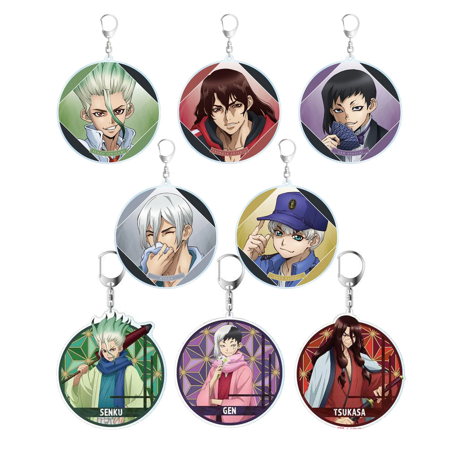 Anime Peripheral Store Dr.Stone Ukyo Hyoga Senku Ishigami Tsukasa Shishio Acrylic Keychain Pendant Ornamen Fans Gifts About 6cm