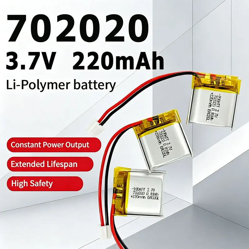 702020 Li Battery 3.7V 220mAh Lipo Batteries for Toys Game Controller Mp3 Speaker Bluetooth Headset Rechargeable Lithium Cell