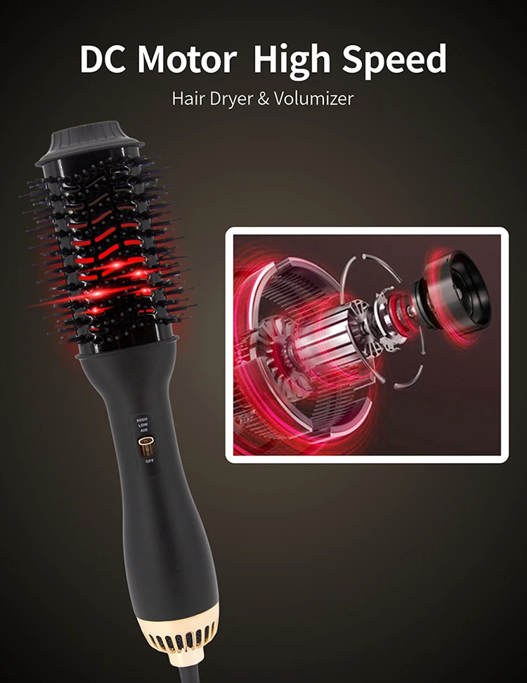 مخصص المهنية 3 في 1 الأشعة تحت الحمراء الساخنة الباردة 1200 واط فرشاة شعر مجفف مشط خطوة واحدة البخاخة مجفف الشعر