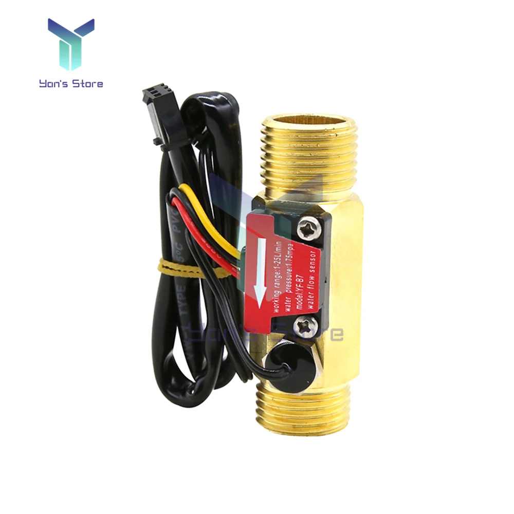 Imagem -02 - Sensor de Fluxo de Água com Interruptor de Fluxômetro de Cobre Medidor de Fluxo Hall Detecção de Temperatura Pontos g1 Yf-b7