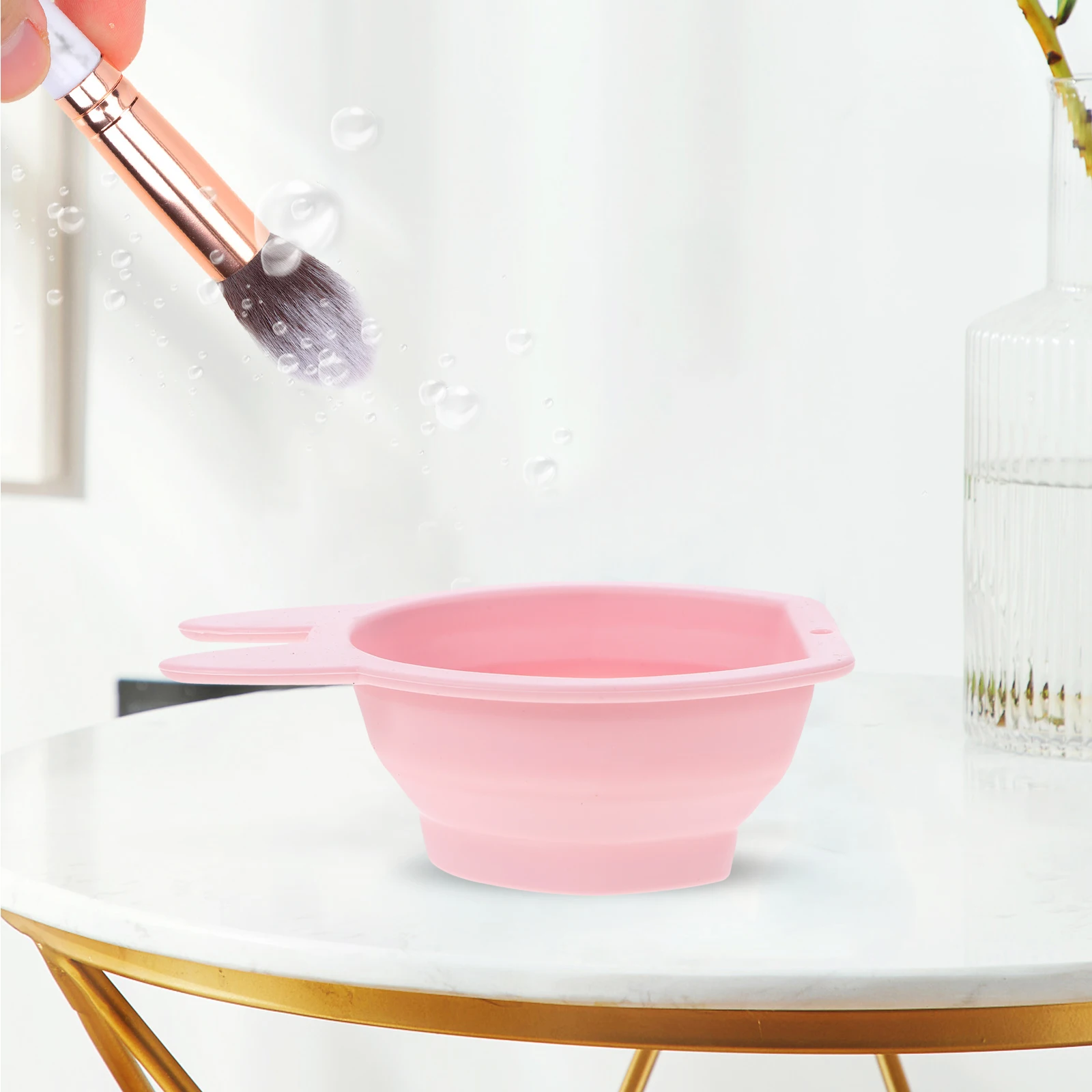 Limpiadores de brochas de maquillaje de silicona con forma de conejito, esponja de maquillaje colgante plegable, limpiador suave y práctico para uso doméstico, 2 uds.