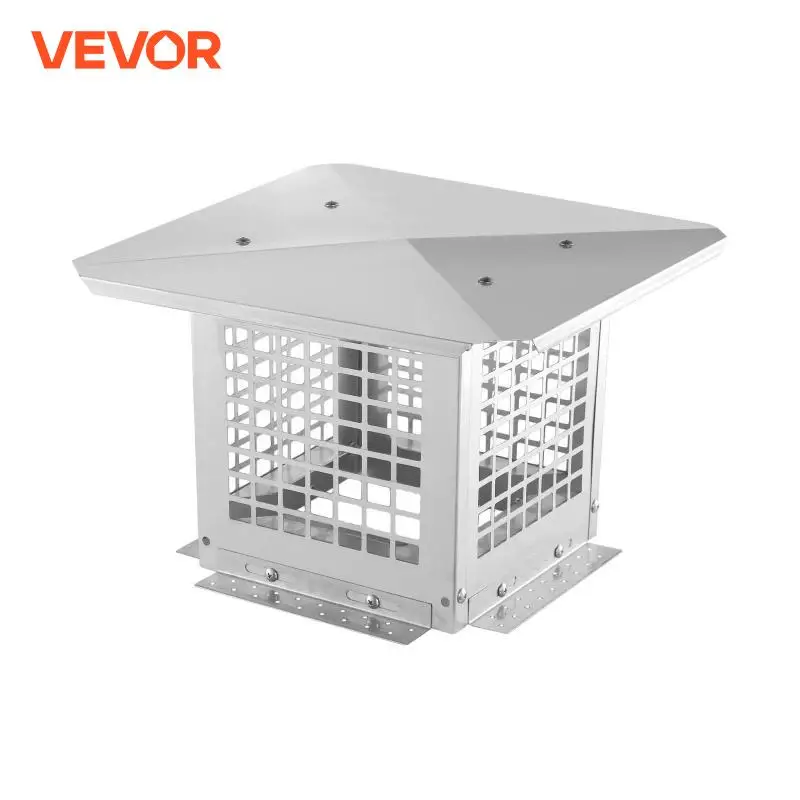 VEVOR Chimney Cap 4 Sizes 304 Stainless Steel Fireplace Chimney Cover Not Easily Toppled Fits Mesh Flue Outside Covers Silver