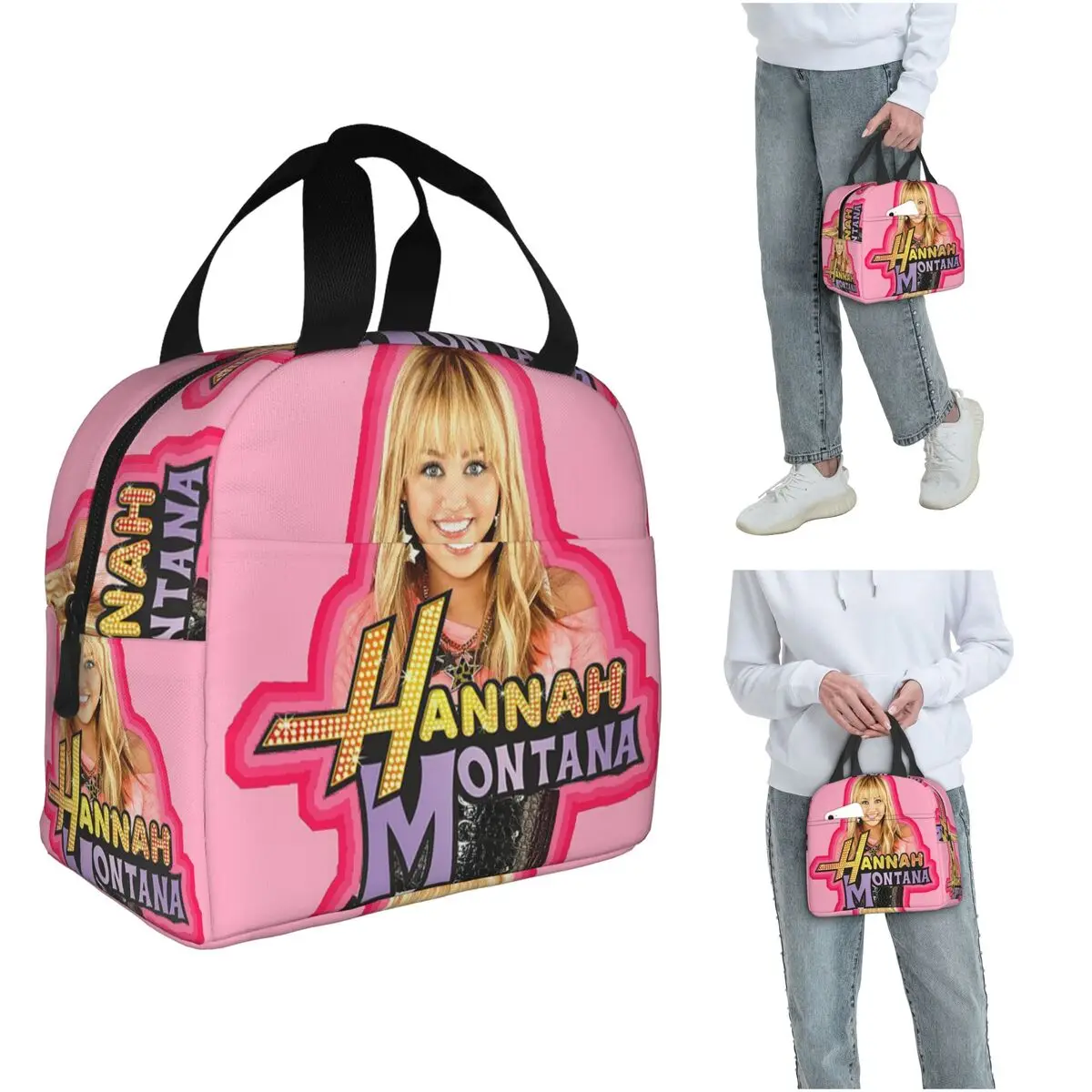 Hannah Montana Collage Insulated Lunch Bag for Women Children Portable Food Boxes Thermal Lunch Box Tote