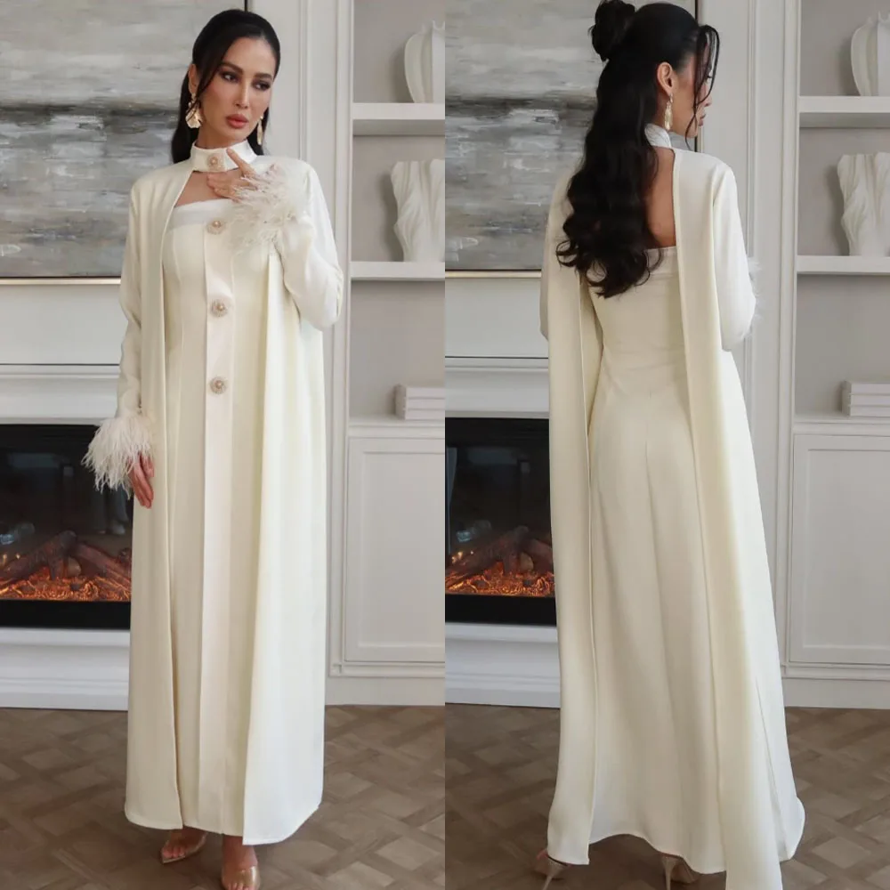 

Индивидуальные вечерние платья высокого качества длиной до щиколотки с открытой спиной и пуговицами с перьями, большие размеры, Vestidos Elegantes Para Mujer