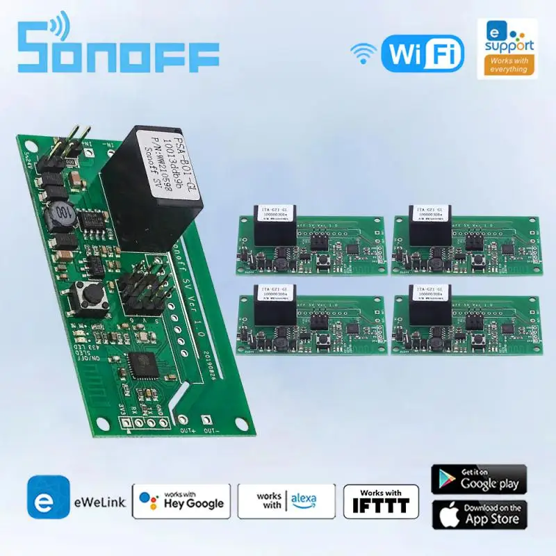 SONOFF SV Wifi Smart Switch Safe Voltage 5-24V Wireless Smart Home Relay Module Support Secondary Development Works With Alexa