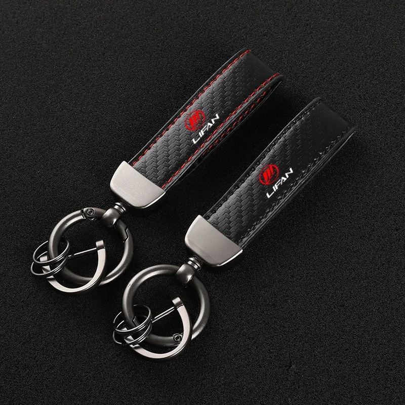 2024 Leather Carbon Fiber Car Rings Keychain Zinc Alloy Keyrings For lifan 620 ev 530 x50 x70 720 650 car Accessories