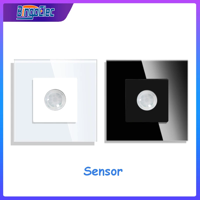 

Bingoelec PIR Infrared Motion Body Sensor Switch Glass Mechanical Wall Mounted Switches EU Standard