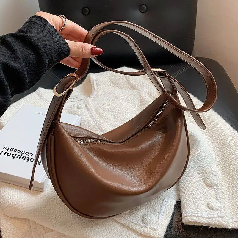 Fashionable Women's Vintage High-End Ins Niche Dumpling Versatile Soft Leather Shoulder Crossbody Bag