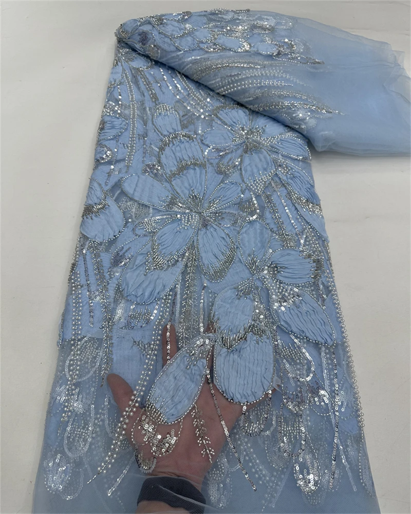 

Роскошная элегантная кружевная ткань ручной работы с блестками и бисером, высокое качество в африканском стиле для свадебного шитья, элегантная вышивка