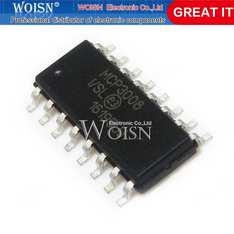 10PCS Chipset MCP3008-I/SL MCP3008 SOP-14