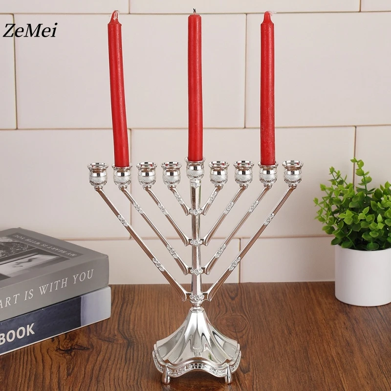 European Style Vintage Nine-Arm Candlestick,Golden Metal Carving Table Decorative Candle Holder Wedding Hotel & Restaurant Decor