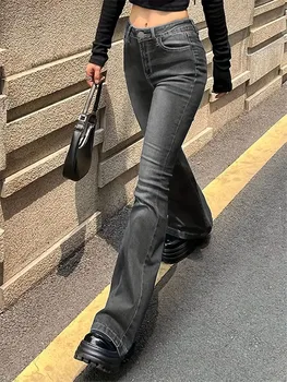 Women Flare Stretch Moustache Jeans Fashion Skinny Bell Bottom High Waist Gray Denim Pants Lady Classic Y2K Punk Long Trousers 3 Women Flare Stretch Moustache Jeans Fashion Skinny Bell Bottom High Waist Gray Denim Pants Lady Classic Y2K Punk Long Trousers 3