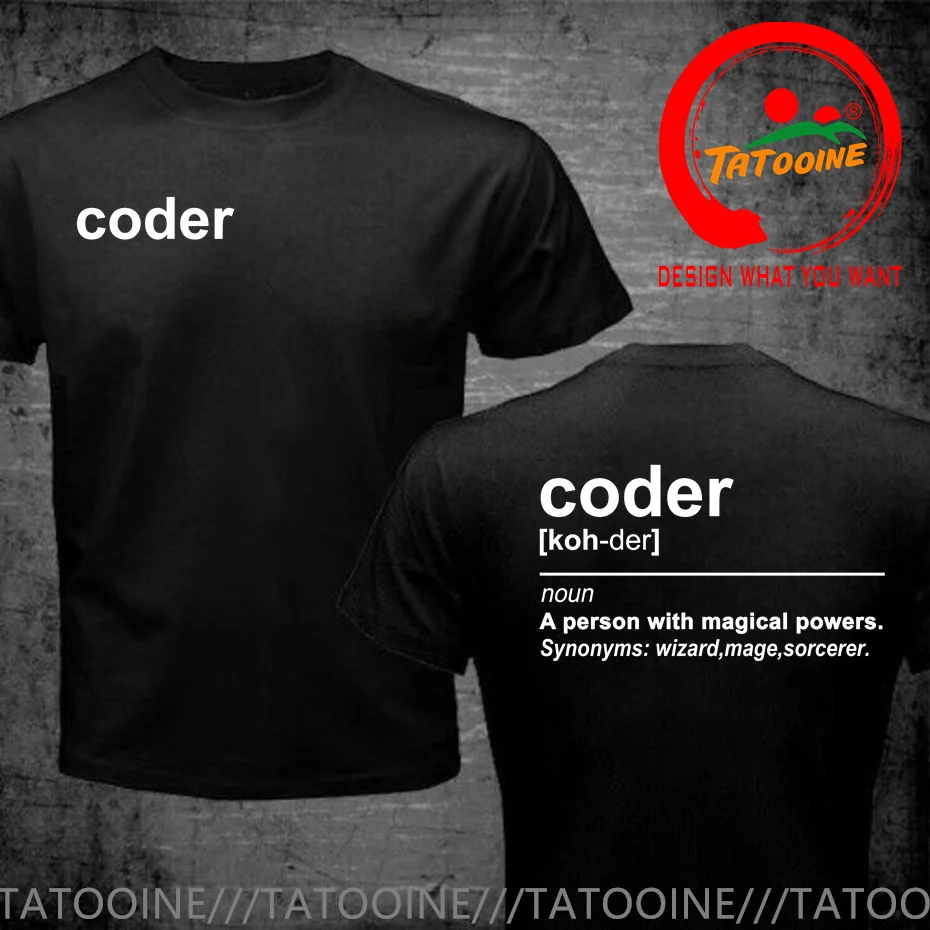 Camiseta de algodón para hombre, camisa de manga corta personalizada, programador Web de codificación divertida, programador de poder mágico, Coder A Person