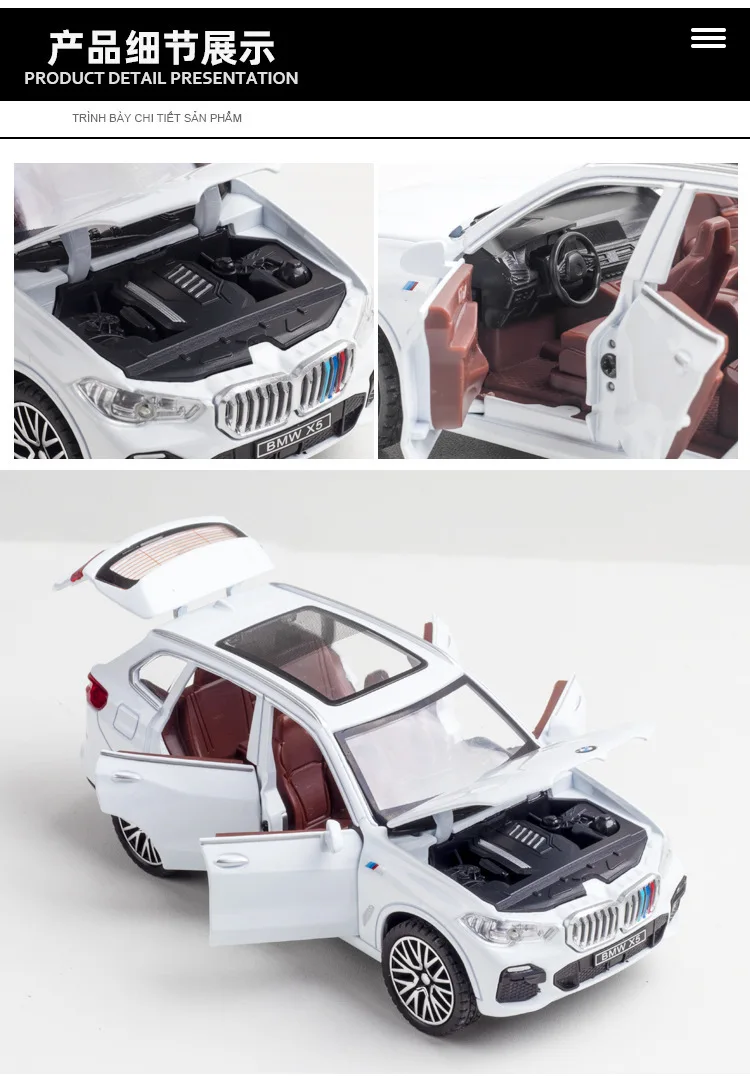 1:32 X5 Off-Road Vehicle with Sound and Light Pull Back Toy Model Ornament Diecast Alloy Car Model Collectible