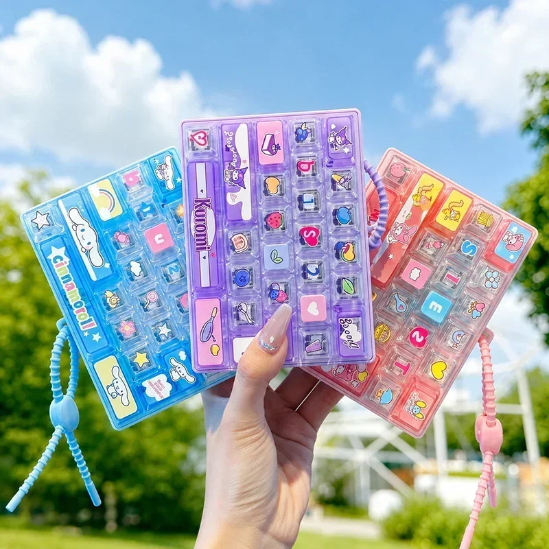 키캡 마이 멜로디 26-key Keycap Clicker Keyboard Key Caps Keychains Cartoon Antistress Keycap Keychains Key Cap Pendant Fidget Keyrings