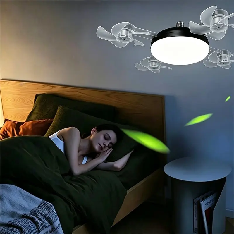 A18Z-Ceiling Fan 2 In 1 Remote Control 3 Gears Dimming With LED Light Hanging Fan Quiet Eye Protection Ceiling Lamp Bedroom