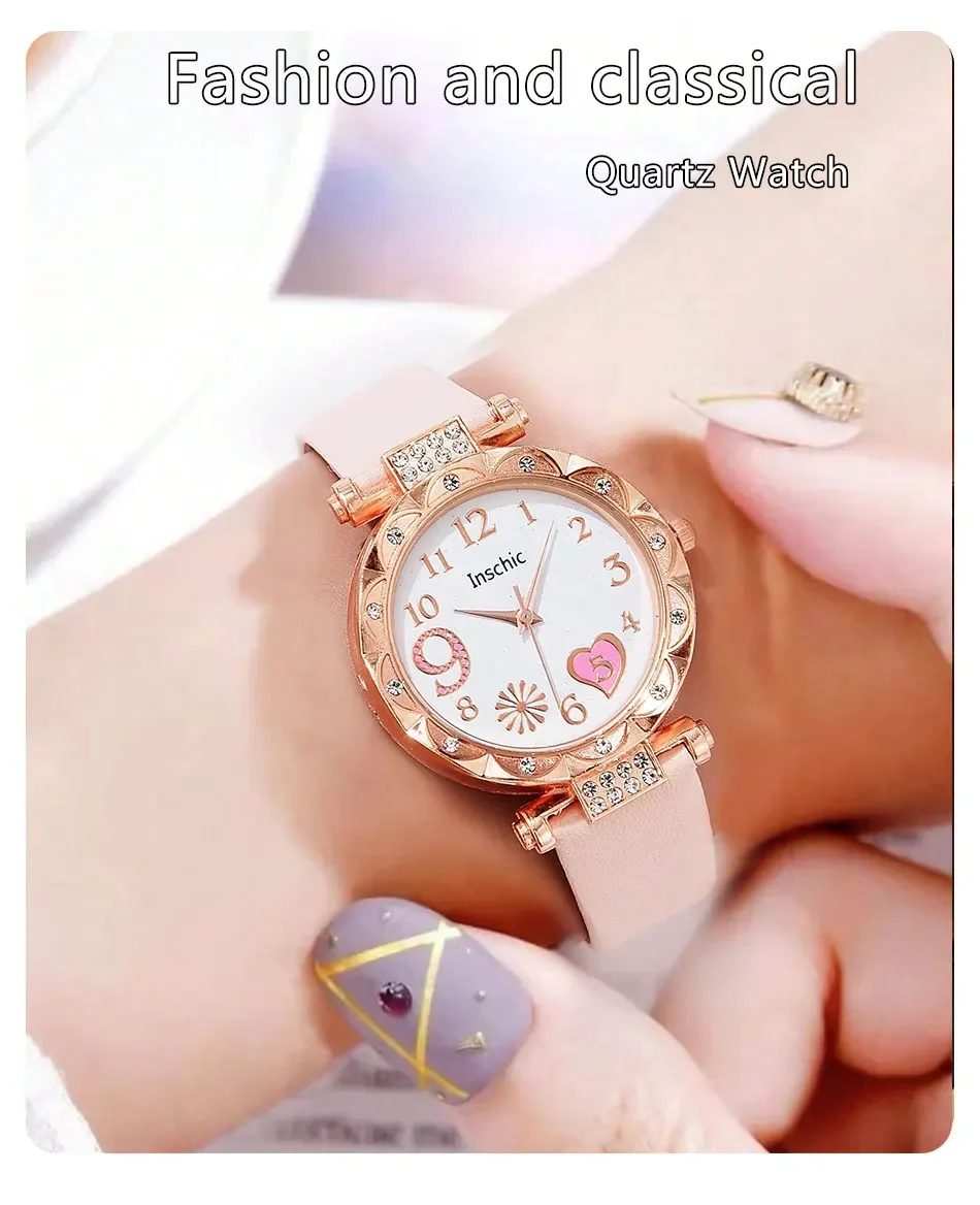 Reloj de pulsera de cuarzo para mujer, pulsera de aleación, correa de cuero PU multicolor, regalo de lujo, moda femenina