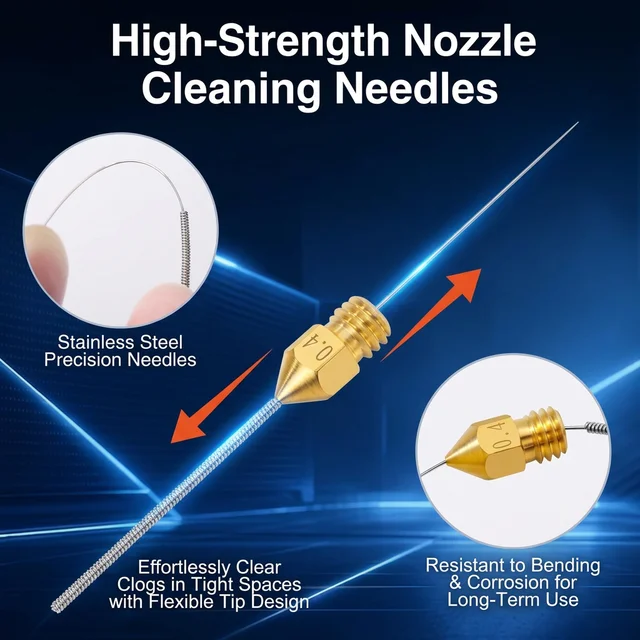 3D Printer Tools Stainless Steel Nozzle Cleaning Needles E3D V6 Nozzle MK8 Nozzle Drills Needle For 3D Printer Ender 3 V2 Parts 2 3D Printer Nozzle Cleaning Needle Set – Stainless Steel Drill Needles for E3D V6 and MK8 Nozzles – view 2