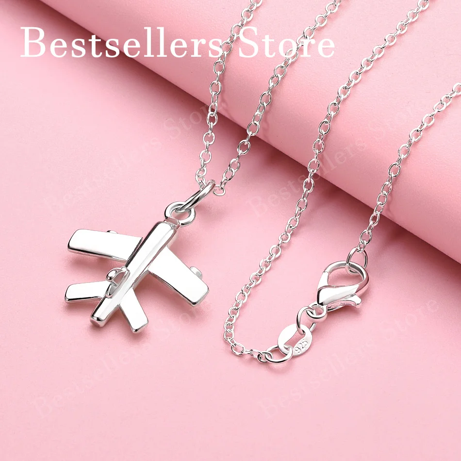 

Изысканное ожерелье с подвеской в виде самолета из стерлингового серебра 925 пробы 16-30 дюймов для женщин, модные свадебные аксессуары, ювелирные подарки