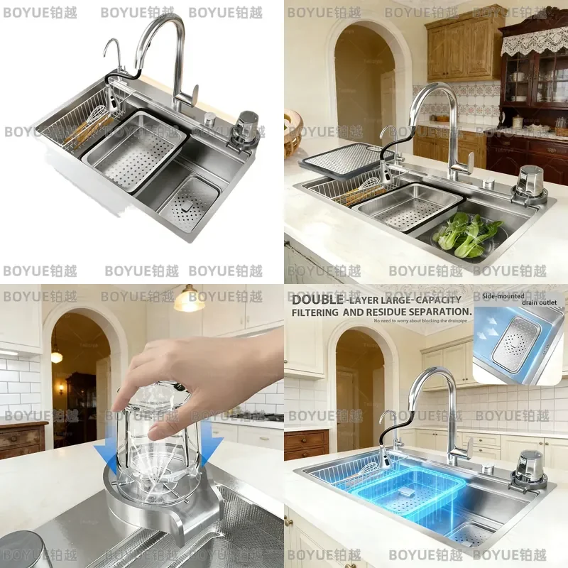 304 Stainless Steel Undermount Kitchen Sink Single Bowl Large Capacity Embossed Finish Deep Basin for Dish Washing US Stock