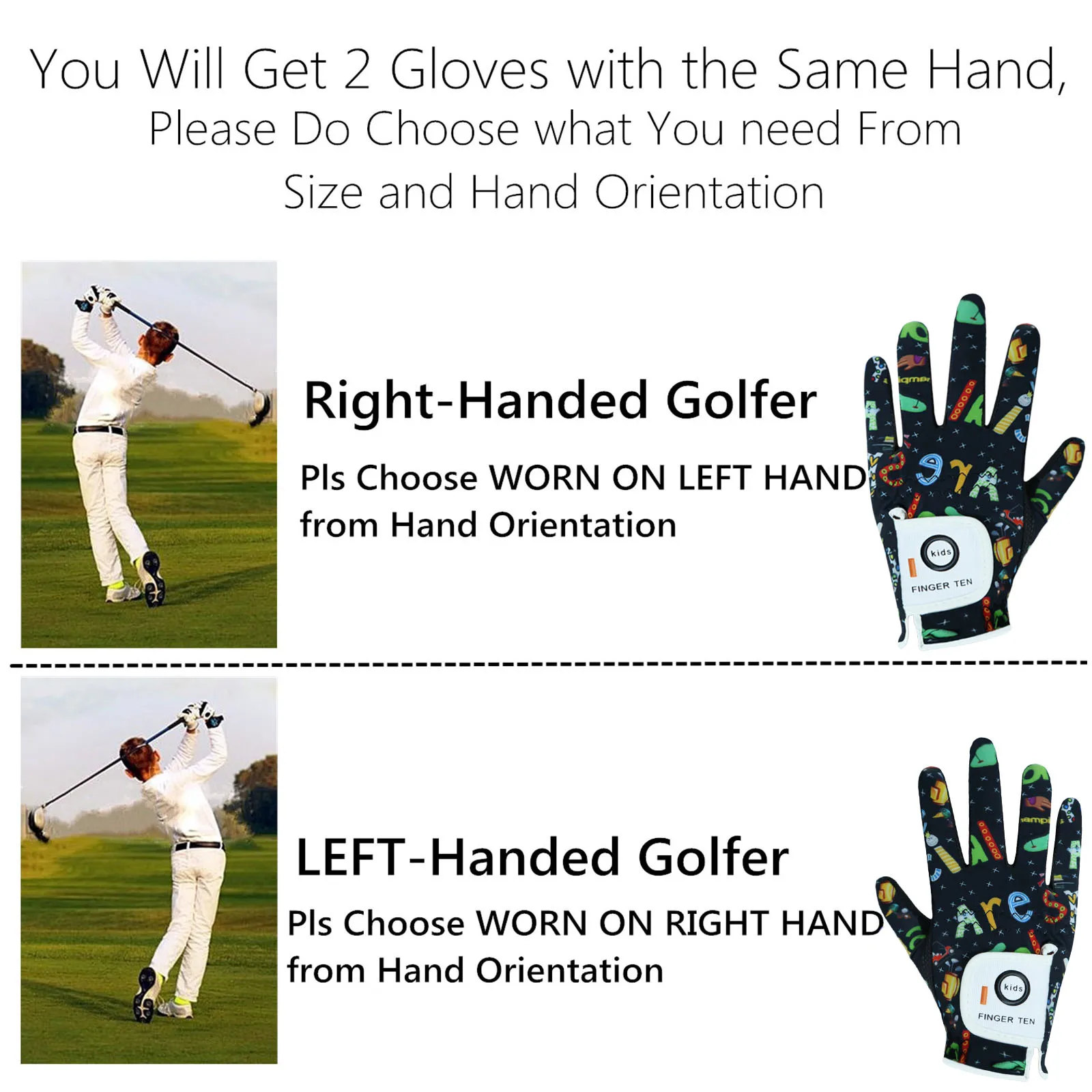 New Micro Soft Golf Gloves Kids Breathable Left Right Hand Glove Lh Rh Rain Grip Hot Wet Age 2-10 Junior Boy Girl Drop Shipping