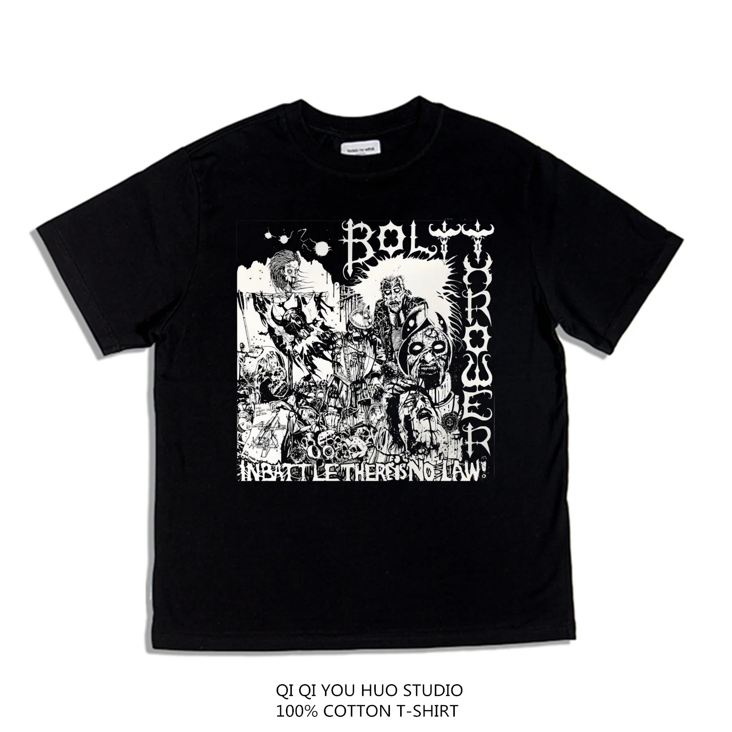 Metal Rock Bolt Thrower Band Print Loose T-shirt Short Sleeves