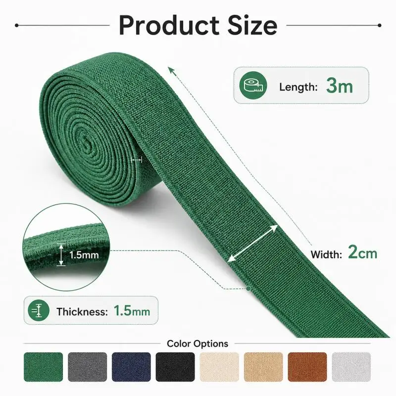 3 Meter 20mm Buntes Gummiband zum Nähen von Taillenbändern, Gummibändern und für DIY-Stretchprojekte – Detail 2