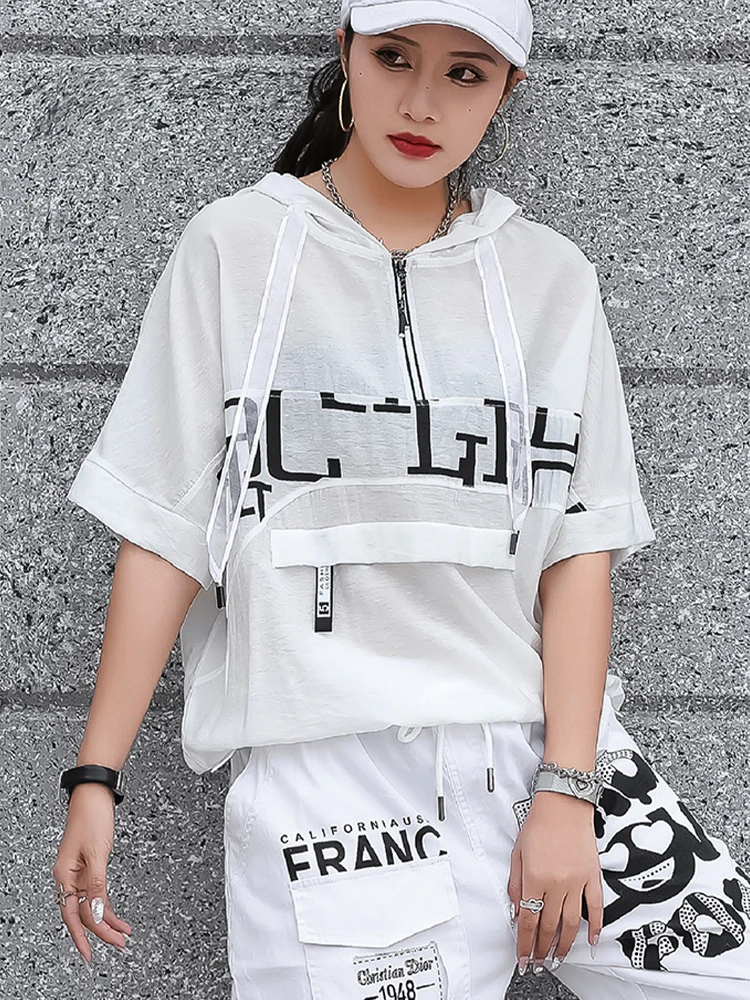 Max LuLu Summer Fashion Korean Hooded Tops Womens 2024 Printed Zipper Loose Leisure Tee Shirts Ladies Harajuku Classic Clothes