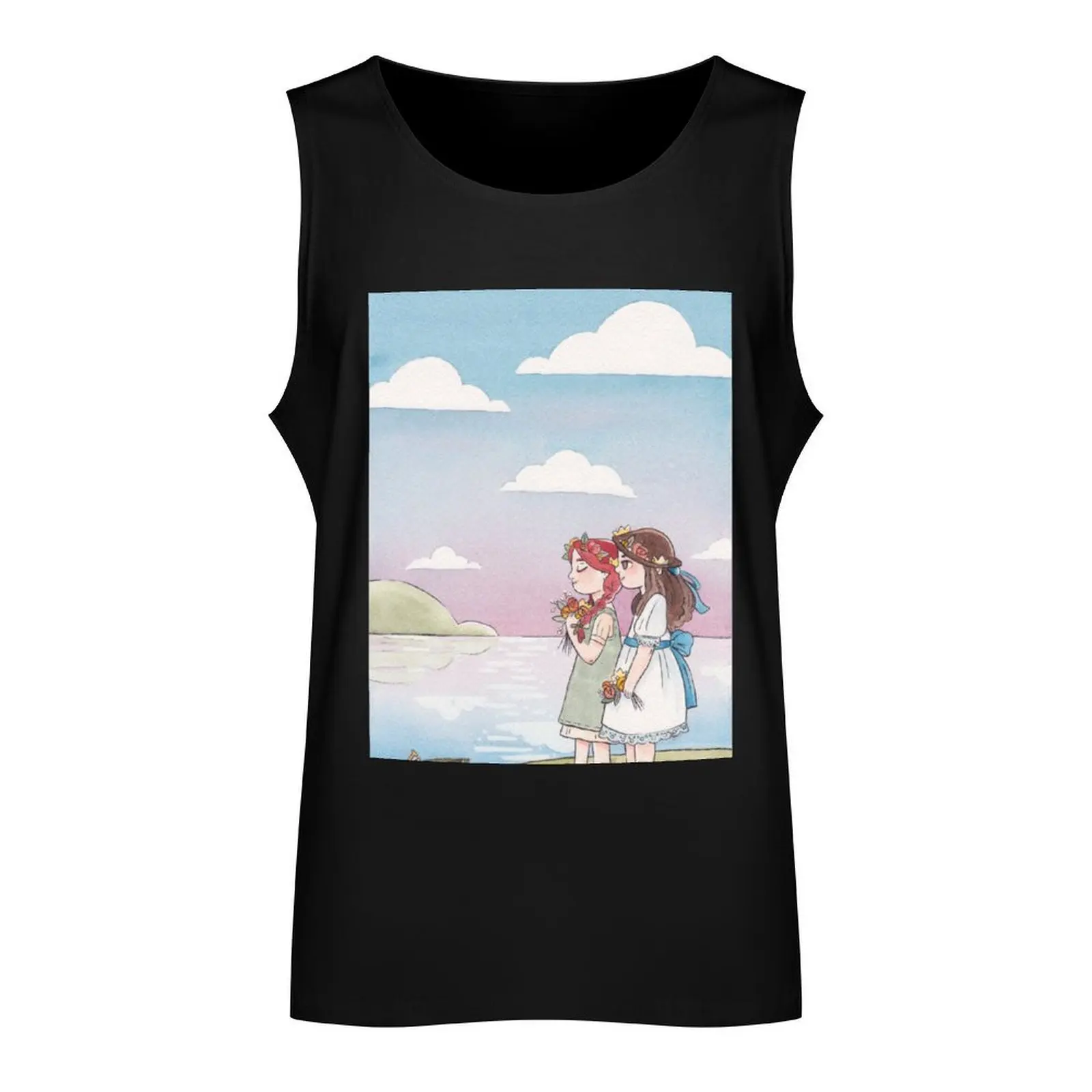 Anne & Diane of Green Gables Tank Top anime clothes Sports shirt man summer sleeveless gym shirts male