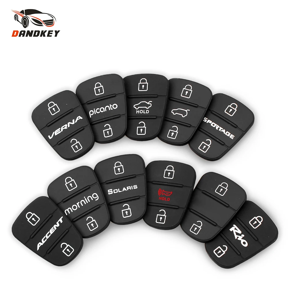 Dandkey Flip Remote Car Key Shell For Hyundai Picanto Accent Solaris RIO Sportage  Kia Verna Key Case Rubber Pad 3 Button
