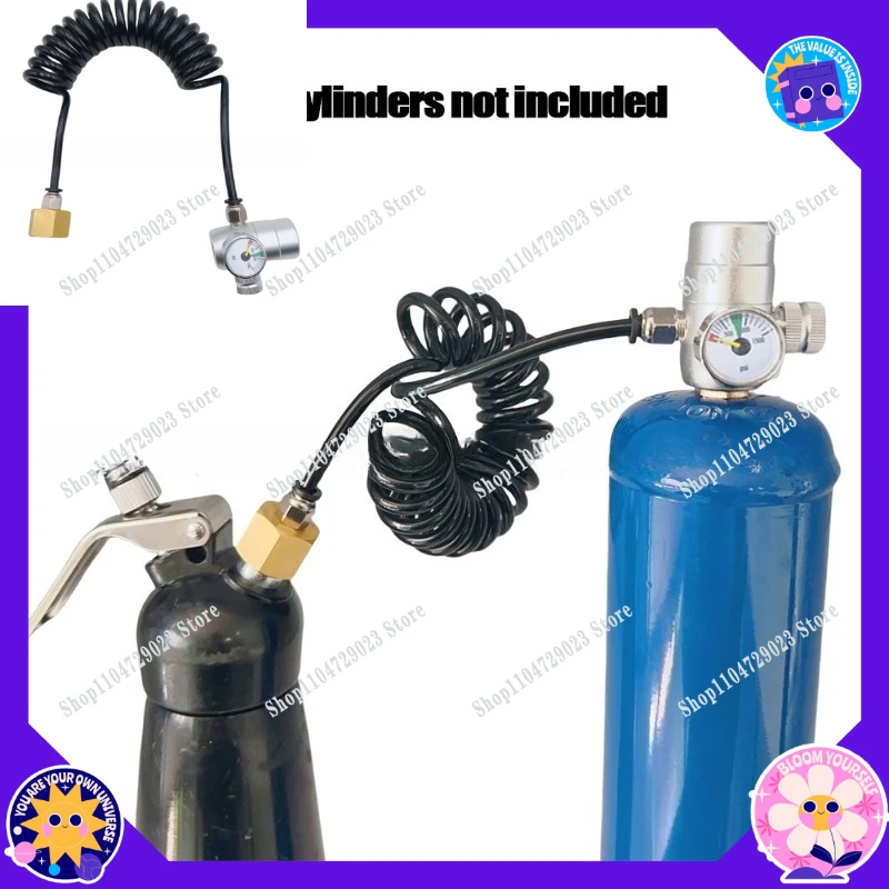N2O whipped cream frother switch valve inflation connector with 3k/1.5k table for 0.95L/580g