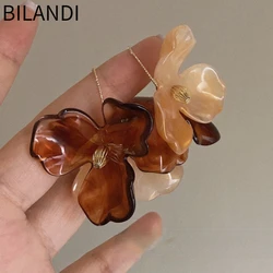 Bilandi Modern Jewelry Vintage Temperament Big Resin Brown Flower Earrings For Women Female Party Wedding Gift Accessories