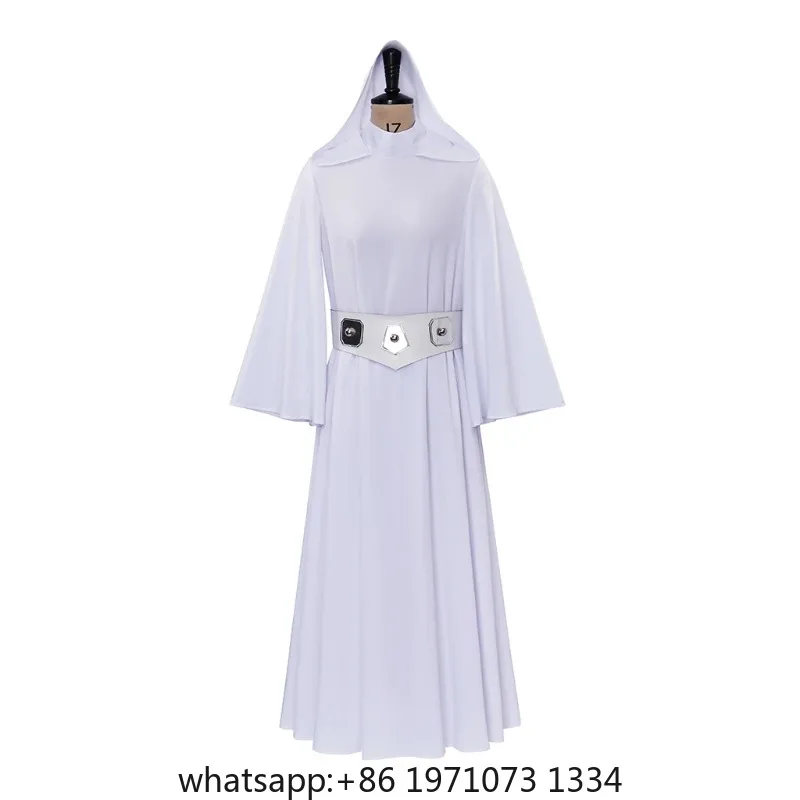 Leia Cosplay Costume Princess White Robe Dress Women Disguise Battle Suit Clothing Halloween Carnival Outfits