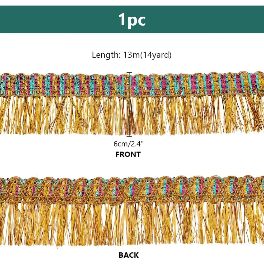 Polyester Lace Ribbon Clothes Accessories Curtain Decoration Goldenrod 2-3/8~2-1/2 inch(60~62mm) 14.22 Yards(13m)/pc