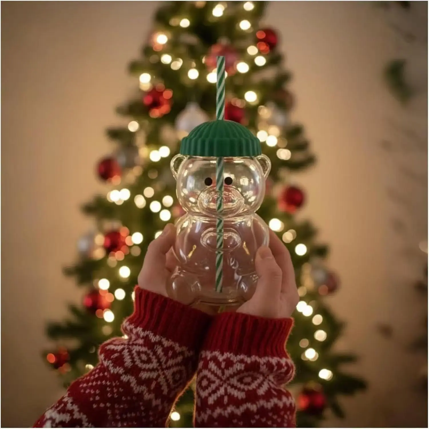 2025 جديد 500 مللي الكرتون الدب على شكل القهوة القدح لطيف الدب القدح كوب زجاجي مع القش شفافة الإبداعية الحليب القهوة أكواب مياه