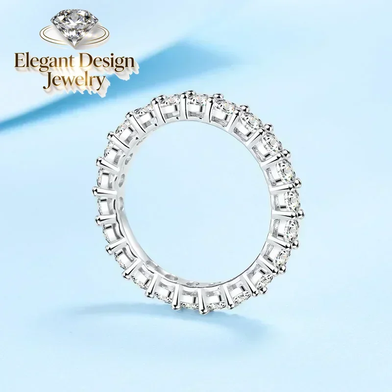 Classic 2.2 Carat Full Circle Moissanite Ring, New Style White Gold VVS1 D Color Diamond  Popular Rings for Wedding Women Lady