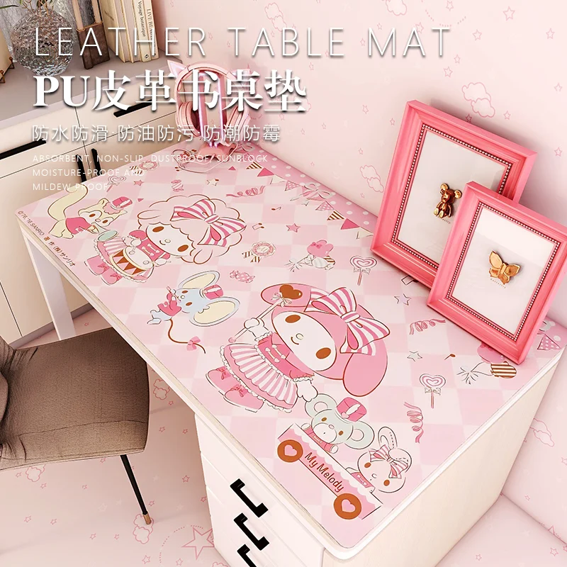 

Sweet My Melody Anime Kawaii Sanrio Ins Leather Table Mat Cute Cartoon Student Waterproof Desk Cover Lovely Gifts for Kids