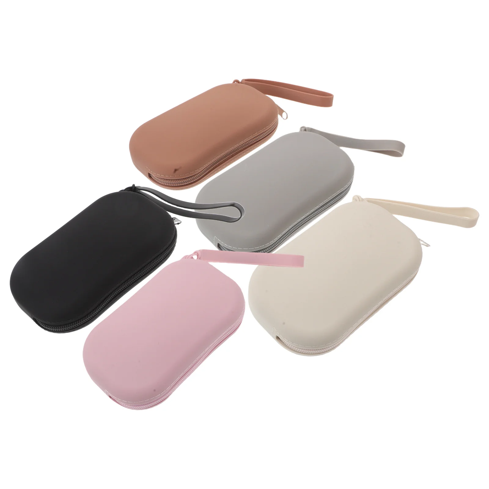 5Pcs Silicone Makeup Bag Compact Travel Pouch for Women Waterproof Small Zipper Pouches Change Wallet Keychain Portable