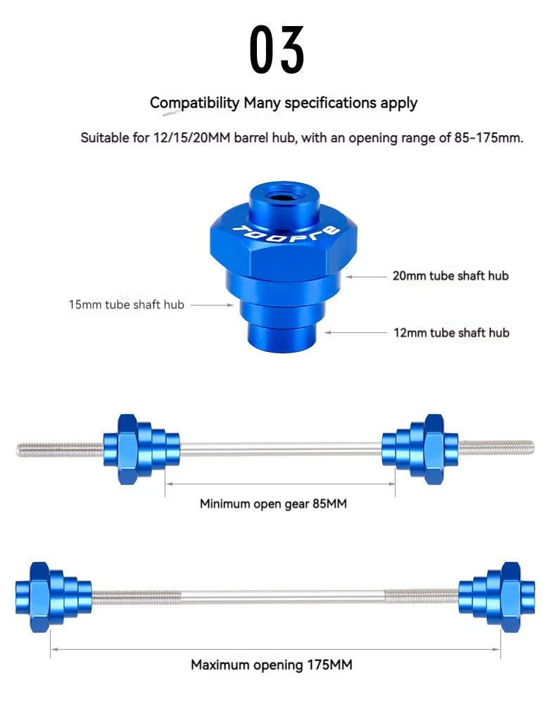 TOOPRE 12/15/20mm Zylinder Welle Nabe Befestigungsstange Werkzeug Fahrrad Ring Einstellung Tisch Barrel Welle Konverter Rad Set – Detail 5