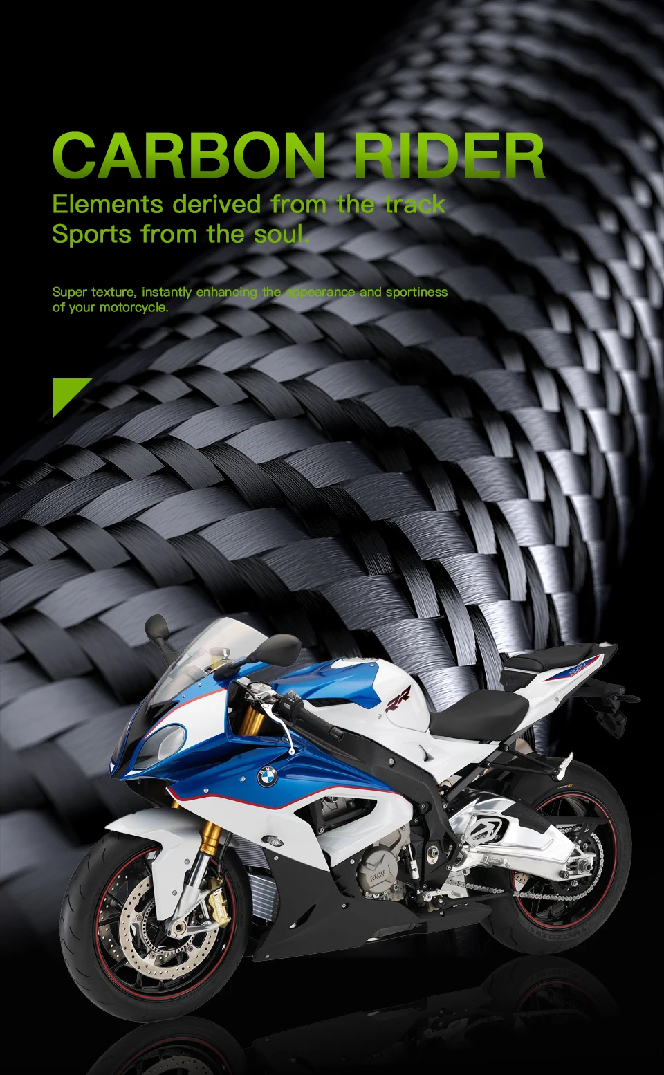 Für BMW S1000RR 2015 Carbon-Faser Zubehör Rahmen Windschutzscheibe Seitenverkleidung Heckstoßstange Tankdeckel-Set – Detail 1