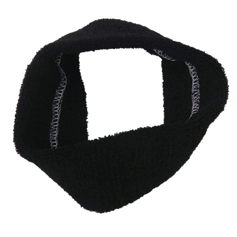 Sports Sweat Absorption Black Cotton Headband Wristband Bracelet Set Elastic Comfortable for Men Women