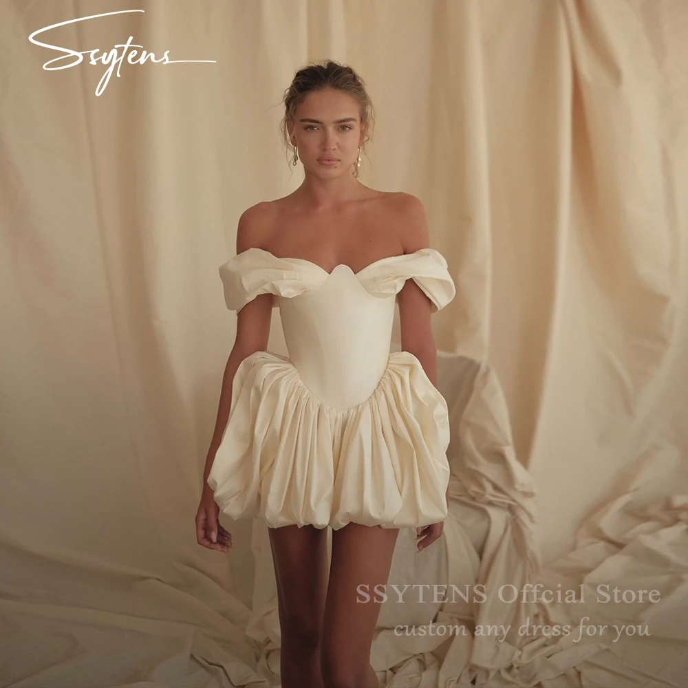 

SSYTENS Elegant Short Wedding Dresses Off the Shoulder Simple Bridal Dress for Brides Backless Sexy Vestidos De Novia Customized